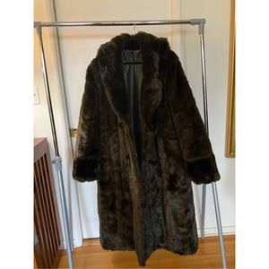 Full Length Reversable Faux Fur-to-Leather Coat - XL